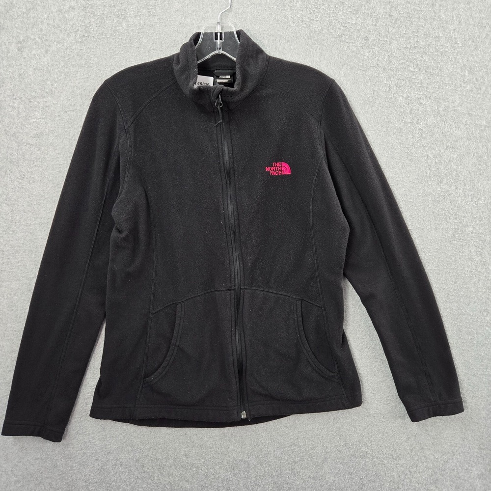 The North Face Women Jacket Medium Black Fleece‎ Pockets Full Zip Long Sleeve